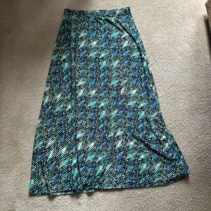 French Laundry Blue and Green Maxi Wrap Skirt